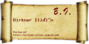 Birkner Ilián névjegykártya